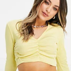 New! URBAN OUTFITTERS | Long Sleeve Crop Top with Ruching